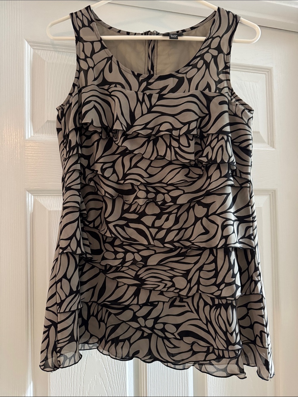 Nicole Black & Taupe Layered Ruffle Sleeveless Camisole
